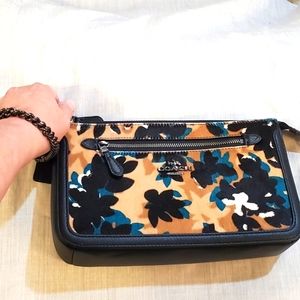 New No Tags Coach Nolita Leaf Hair Calf Leather Wristlet Handbag Clutch Purse